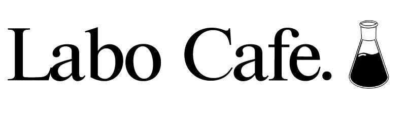 「Labo Cafe.」というテキストと、液体が入った三角フラスコのイラストが描かれたロゴ画像